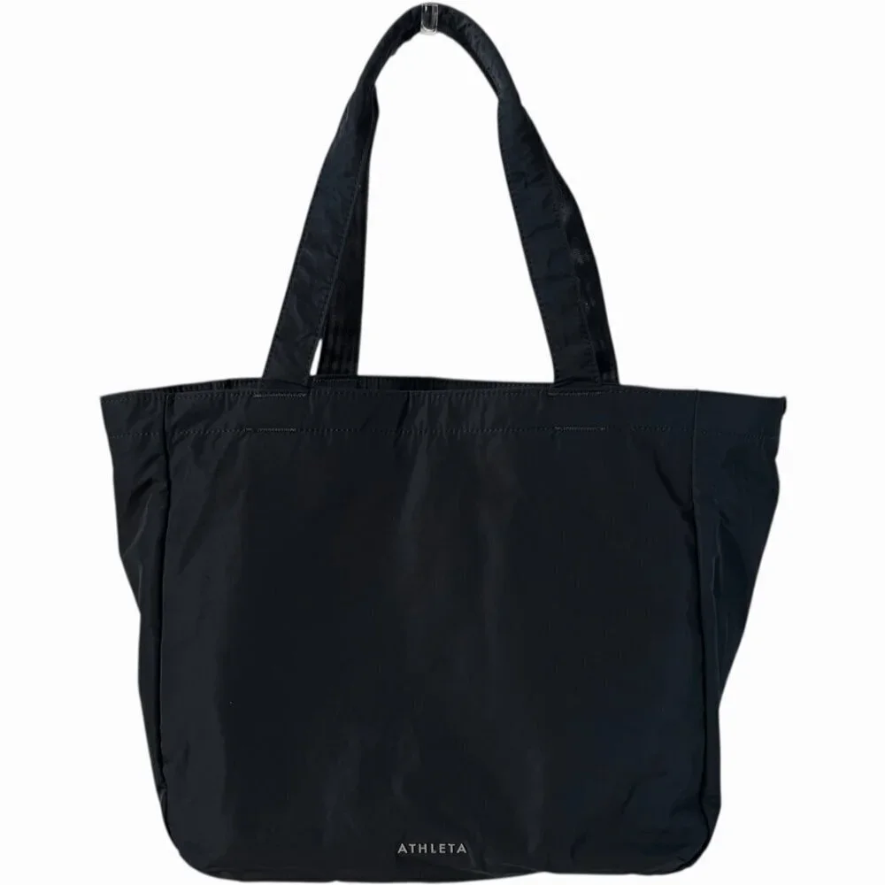 Athleta All About Tote Bag Black Nylon Lightweight Gym Travel Tote